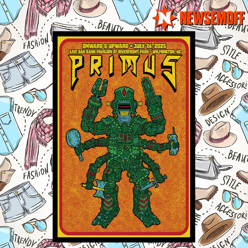 Primus July 26 2025 Riverfront Park Wilmington NC Tour Poster